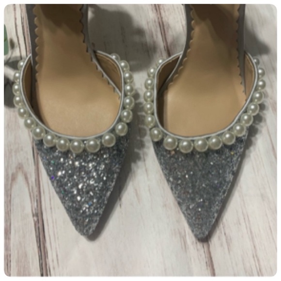 ANTONIO MELANI X NICOLA BATHIE BEBE ANKLE STRAP GLITTER PEARL DETAIL PUMPS NWT - Picture 5 of 13